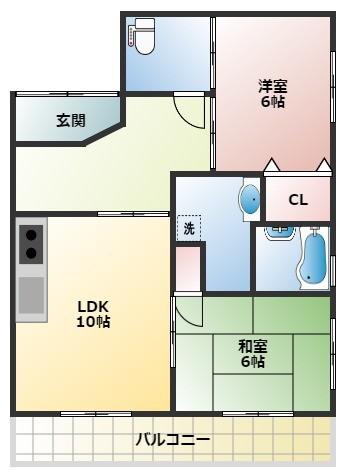 フレーズ向山(2LDK/4階)の間取り写真