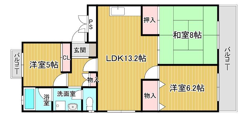 メゾン呉羽の里(3LDK/3階)の間取り写真