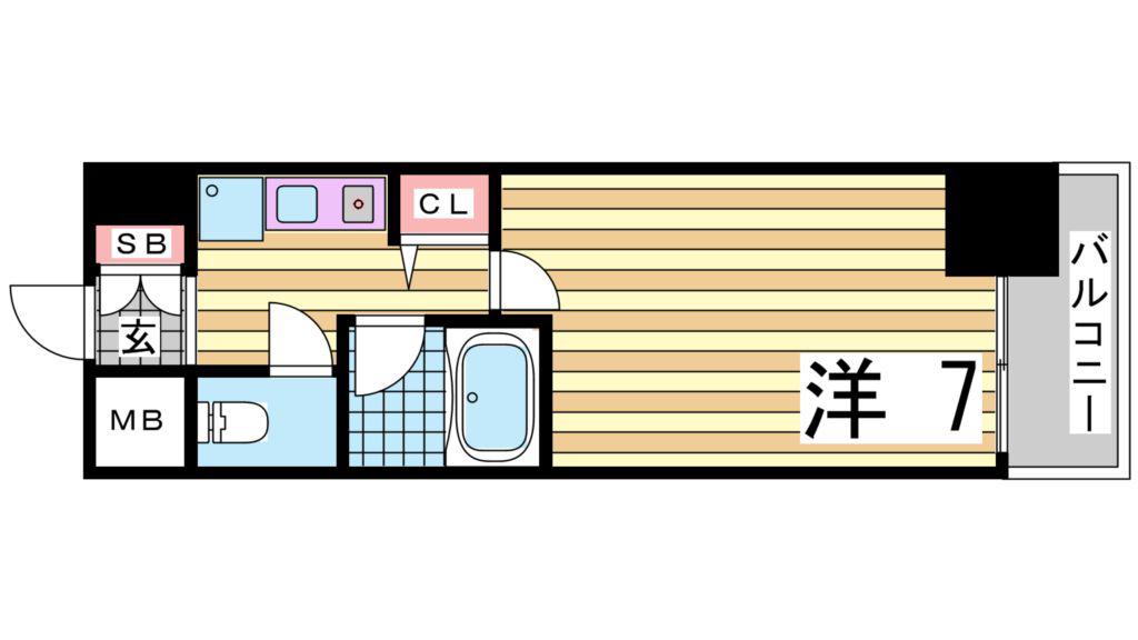 エスリード三宮第3(1K/10階)の間取り写真