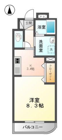 アーバンステージ 1K(1K/3階)の間取り写真