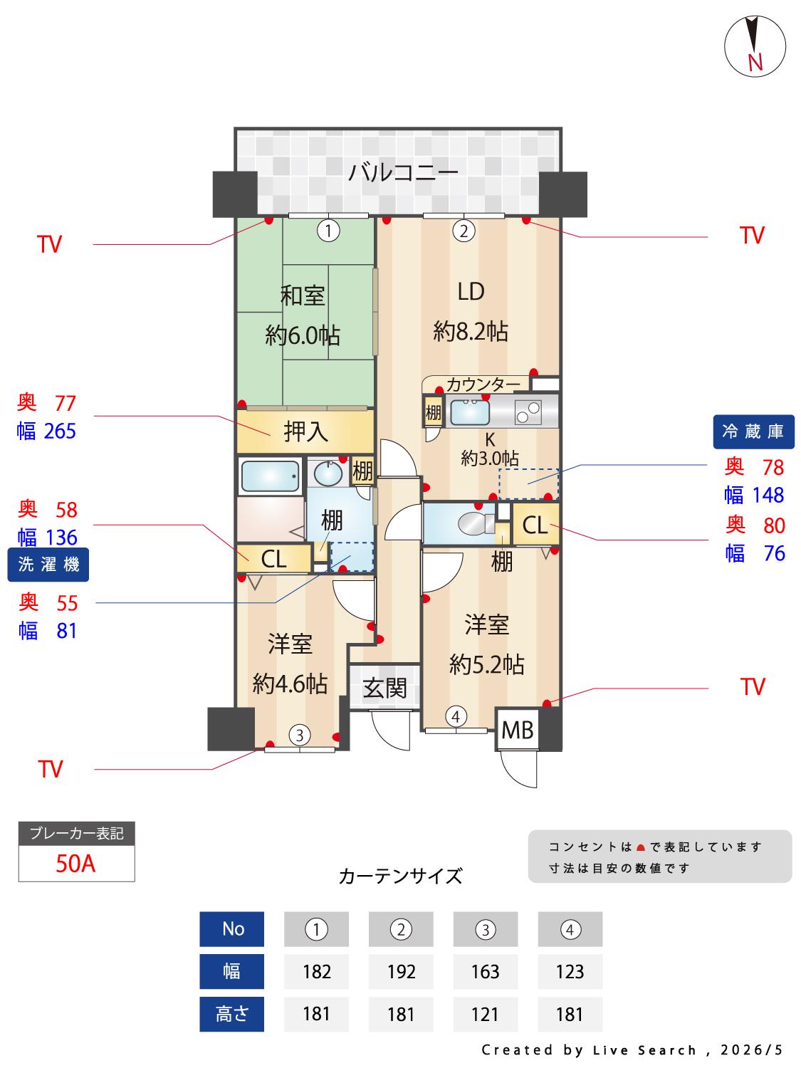 アンド・ユー香里園(3LDK/5階)の間取り写真