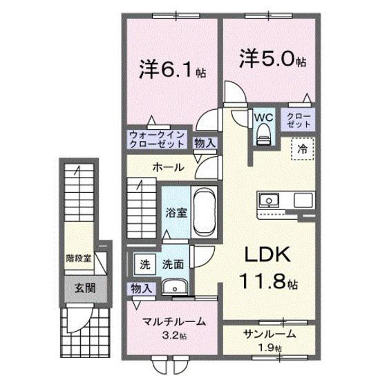 スターリー(3LDK/2階)の間取り写真