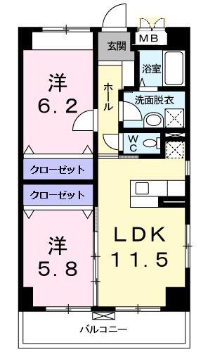 にっこうスクエア(2LDK/4階)の間取り写真