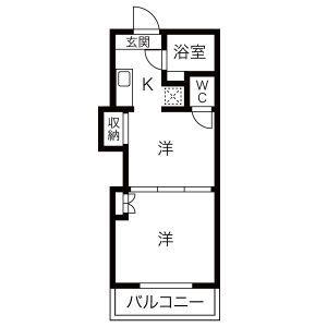レジデンスカープ大宮(2K/4階)の間取り写真