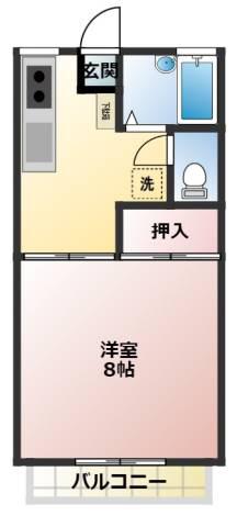 パティオ春日居C(1K/2階)の間取り写真