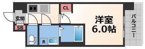インザライフ大阪イースト RESIDENCE(1K/8階)の間取り写真