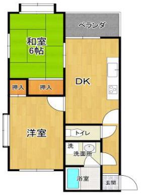 ピアッツア本多聞(2DK/2階)の間取り写真