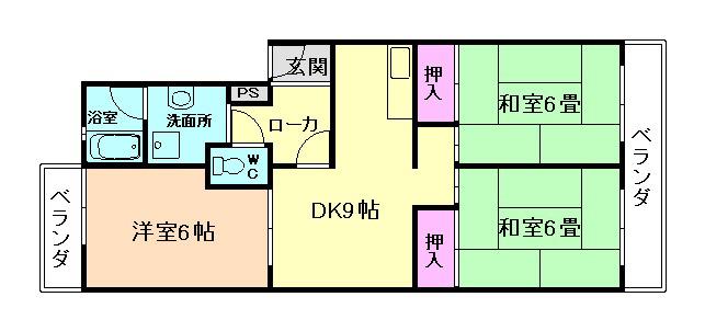 ヴィラNS-1(3LDK/1階)の間取り写真