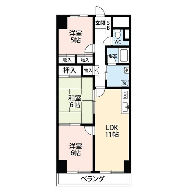 マンション一古(3LDK/9階)の間取り写真
