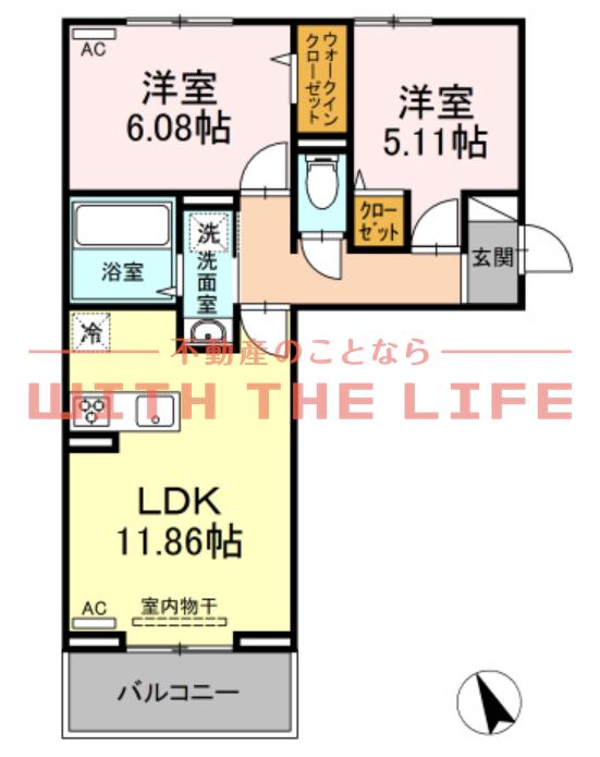 ダイワスイートII(2LDK/2階)の間取り写真