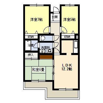 コーポユトリア(3LDK/2階)の間取り写真
