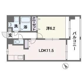 リブル高砂(1LDK/9階)の間取り写真