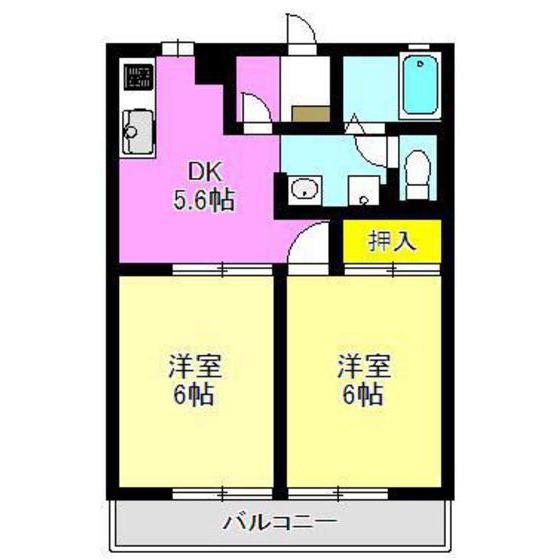 ガーデン中居(2DK/2階)の間取り写真