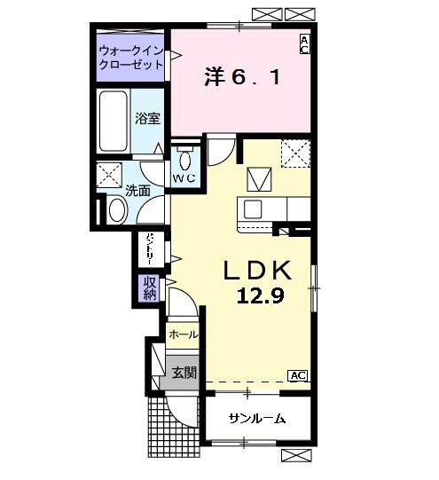 コスモニー I(1LDK/1階)の間取り写真