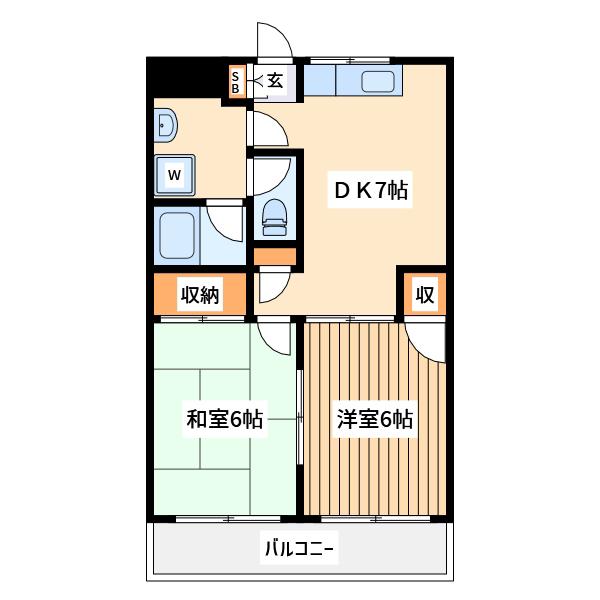 コーポユタカ(2DK/2階)の間取り写真