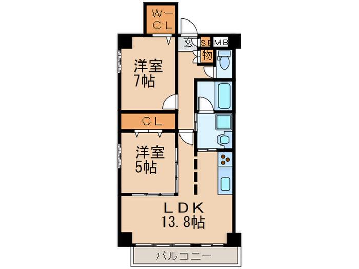 PLAISIR SAKAI(2LDK/9階)の間取り写真