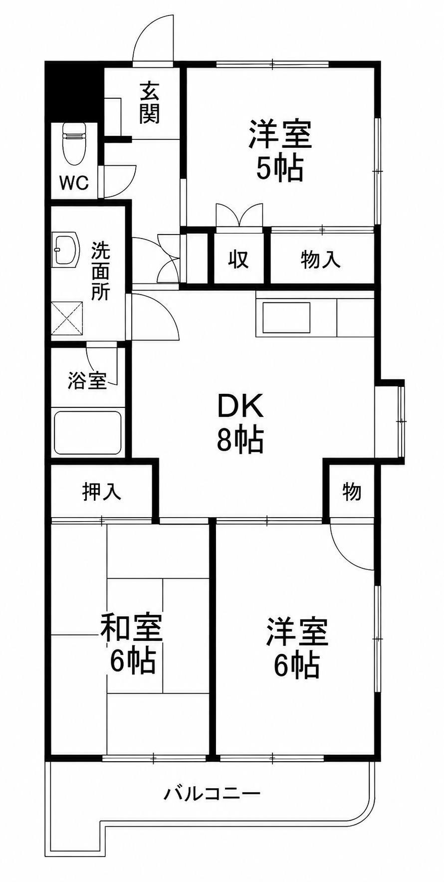 山星マンション(3DK/7階)の間取り写真