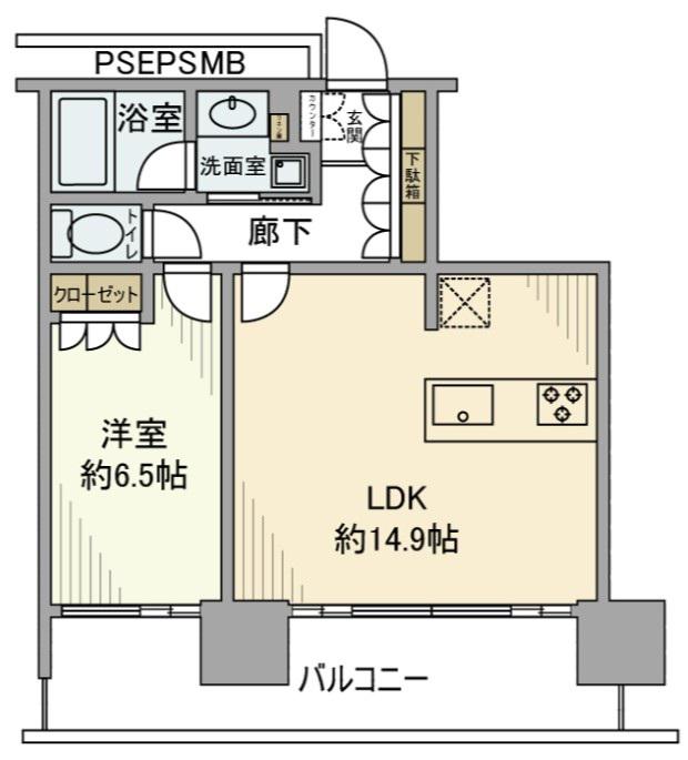 ブリリアグランデみなとみらいパークフロントタワー(1LDK/7階)の間取り写真