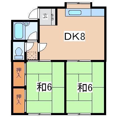 MSアメニティ6(2DK/2階)の間取り写真