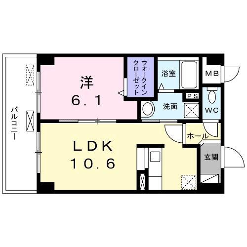 グランデ近松(1LDK/3階)の間取り写真