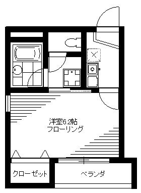 ゆーふらっと(1K/1階)の間取り写真