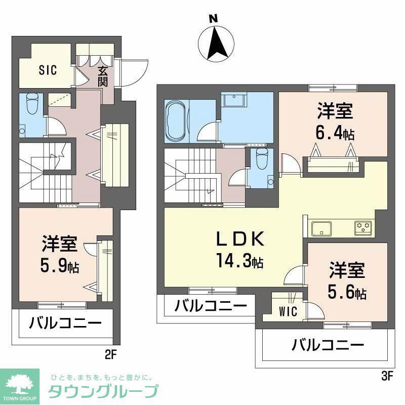 シャーメゾンLUCIE(3LDK/2階)の間取り写真