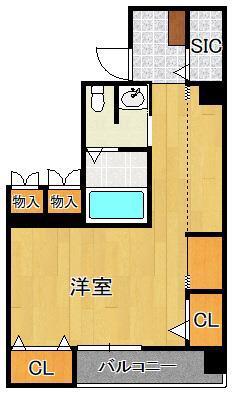 アプリークス ロクス(ワンルーム/1階)の間取り写真