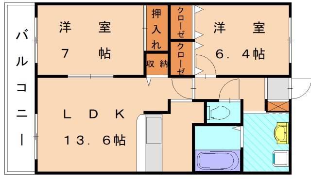 ハイランド花見(2LDK/3階)の間取り写真