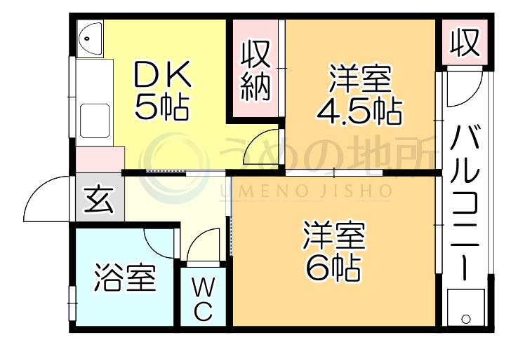 南風荘(2DK/1階)の間取り写真