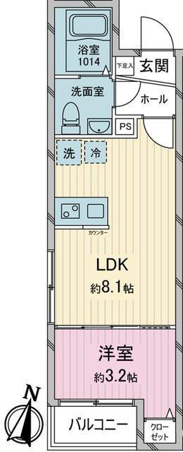 LUXIS久米川(1LDK/3階)の間取り写真