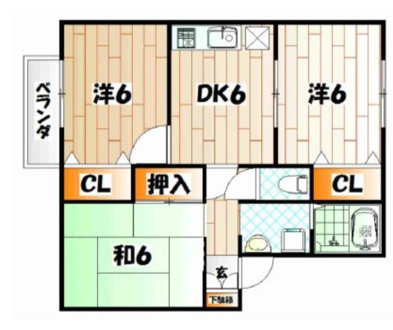 ゆめタウン 参番館(3DK/1階)の間取り写真