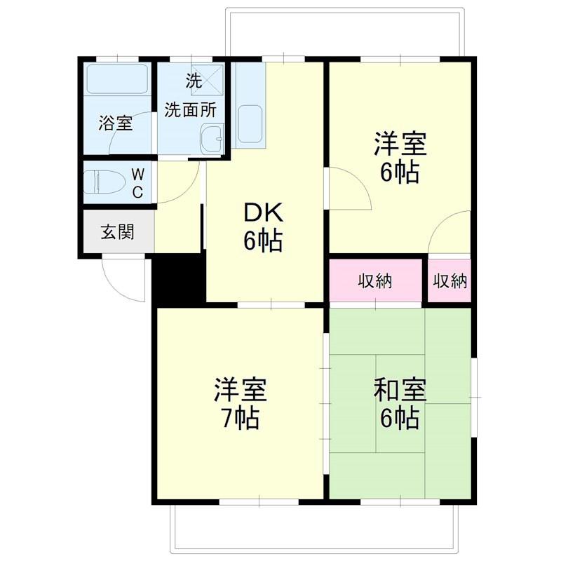シンフォニーB(3DK/3階)の間取り写真