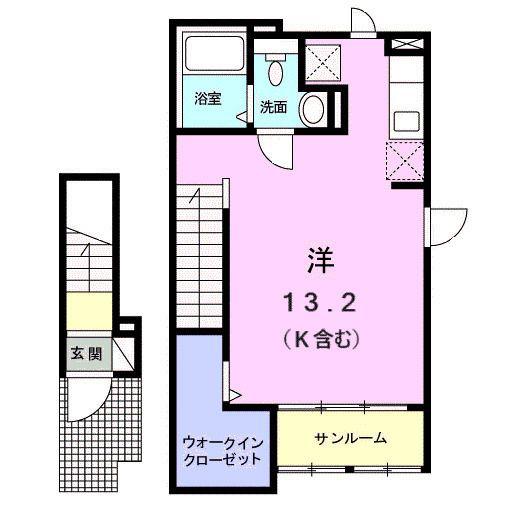 カーサ カイラ(ワンルーム/2階)の間取り写真