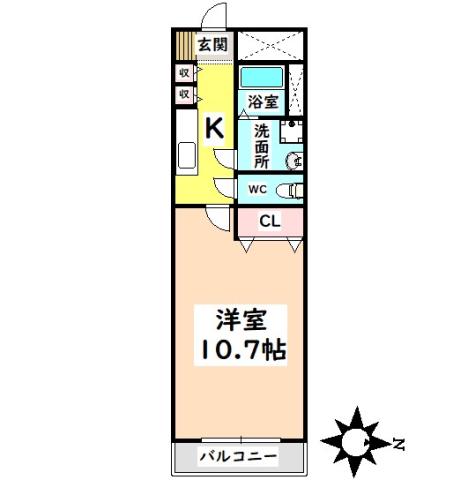 プランドール(1K/2階)の間取り写真