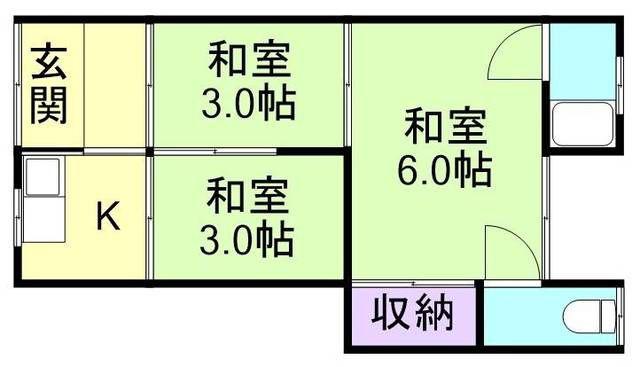 南海本線 紀ノ川駅 徒歩7分 1階建 築53年(3K/1階)の間取り写真