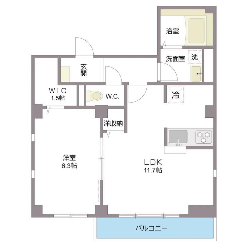PATRIMOINE DE A パトリモワーヌ ドゥ エー(1LDK/4階)の間取り写真