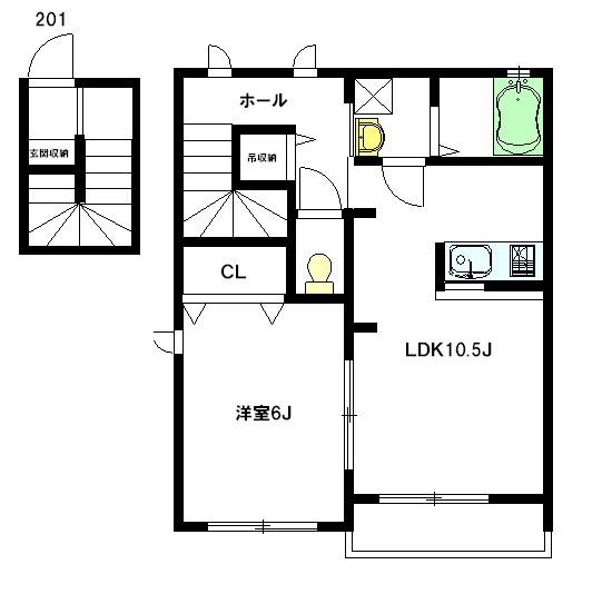 ベルリード富士見(1LDK/2階)の間取り写真