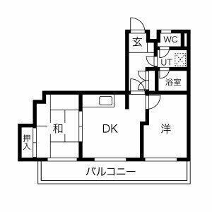 サン・ジョイフル(2DK/2階)の間取り写真