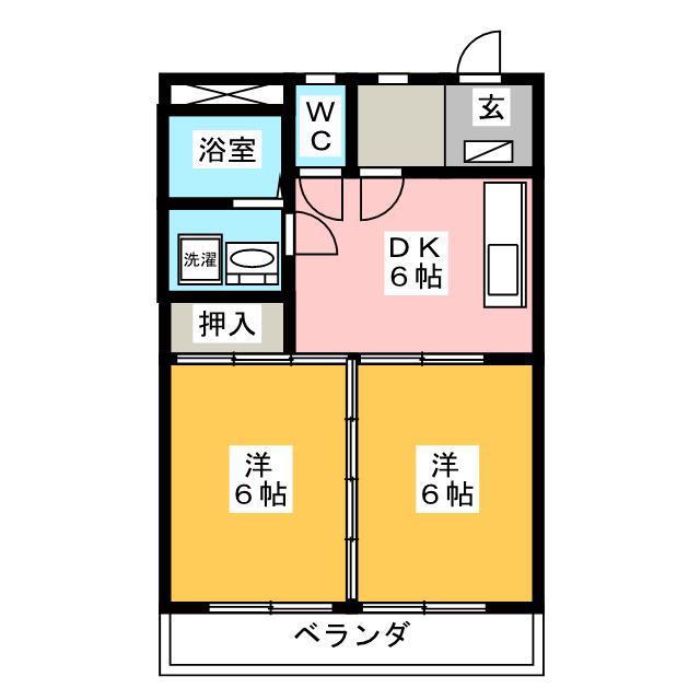ラフォーレ吉野(2DK/1階)の間取り写真