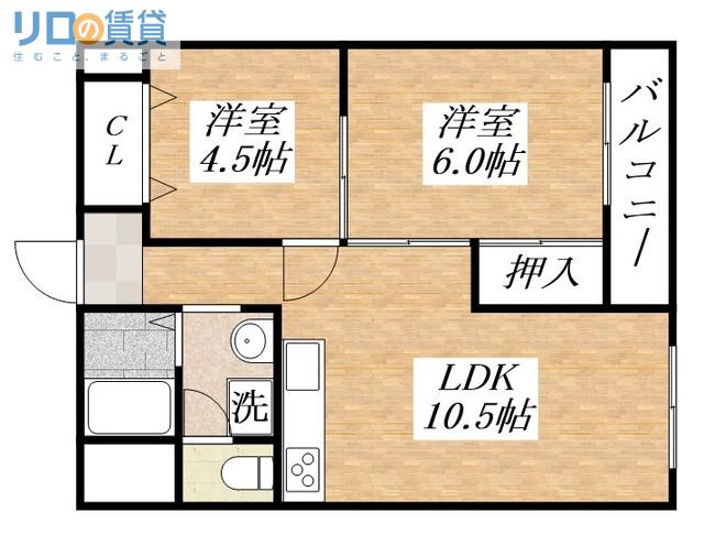 ブルーシャトー(2LDK/5階)の間取り写真