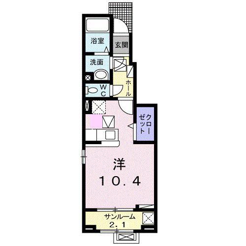 X.ライツ・平井(ワンルーム/1階)の間取り写真