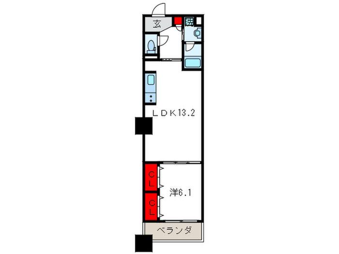 BRAVI南船場(1LDK/10階)の間取り写真