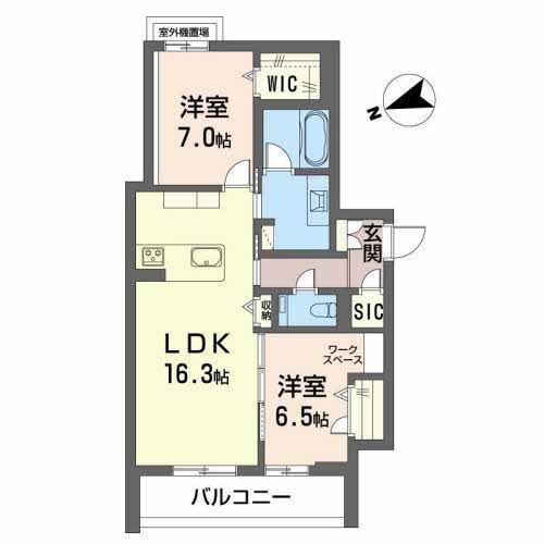 シエル八熊(2LDK/3階)の間取り写真