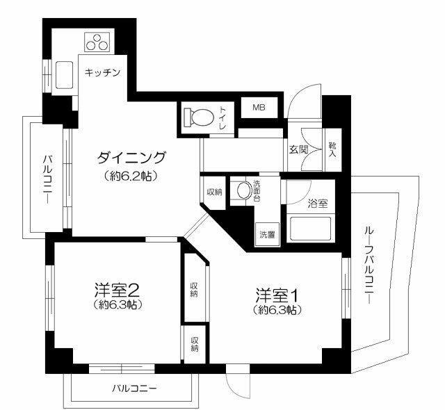 ステージファースト幡ヶ谷(2DK/5階)の間取り写真