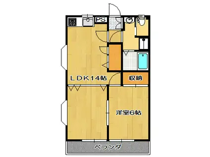 ウイングヴィラ枝野D棟(1LDK/1階)の間取り写真