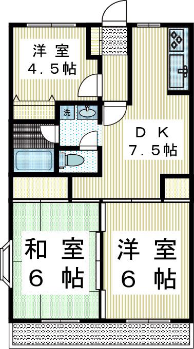 マンションエポック(3DK/4階)の間取り写真