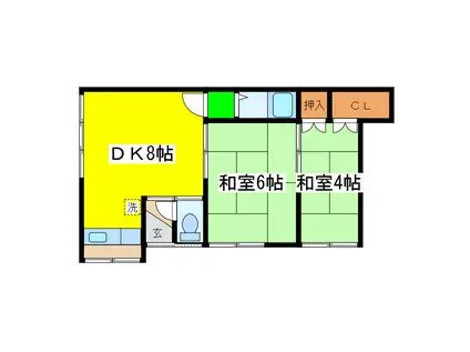 浅井マンションNO6(2DK/2階)の間取り写真