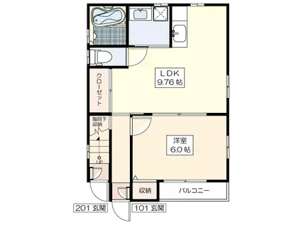 ＪＲ中央線 三鷹駅 徒歩15分 2階建 築12年(1LDK/1階)の間取り写真