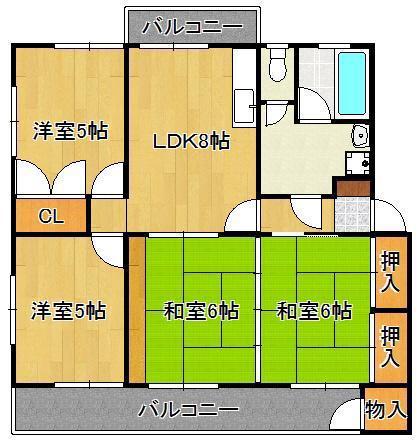 エメラルドタウン本城F棟(4DK/5階)の間取り写真