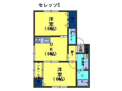 セレッソS(2DK/1階)の間取り写真